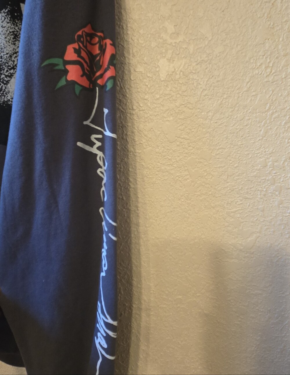 Men's Black Crewneck Sweater with Red Rose Graphic